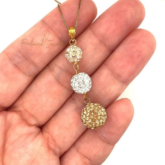 Studded Ball Drop Pendant Necklace - Picture 2 of 4